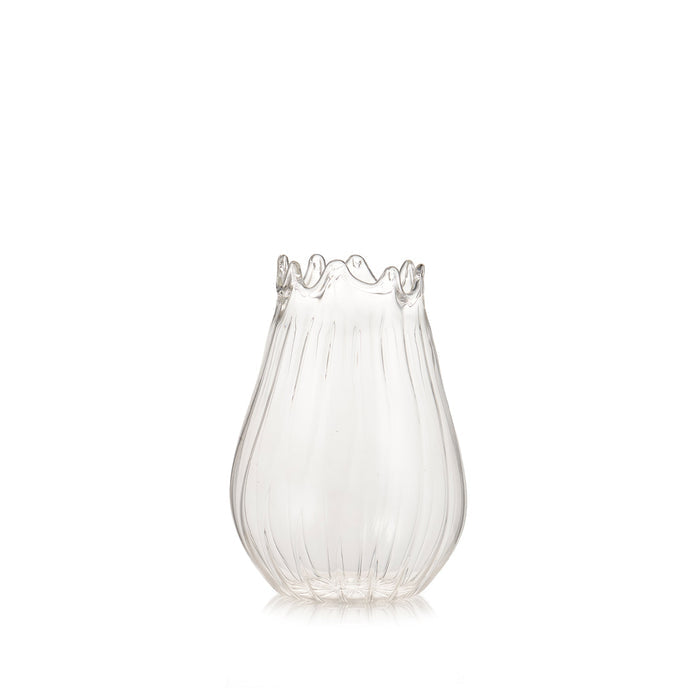 Handblown Glass Pomegranate Stripe Bud Vase