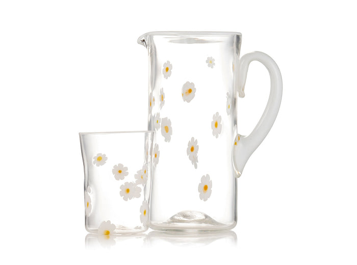 Handblown Murano Glass Daisy Tumbler