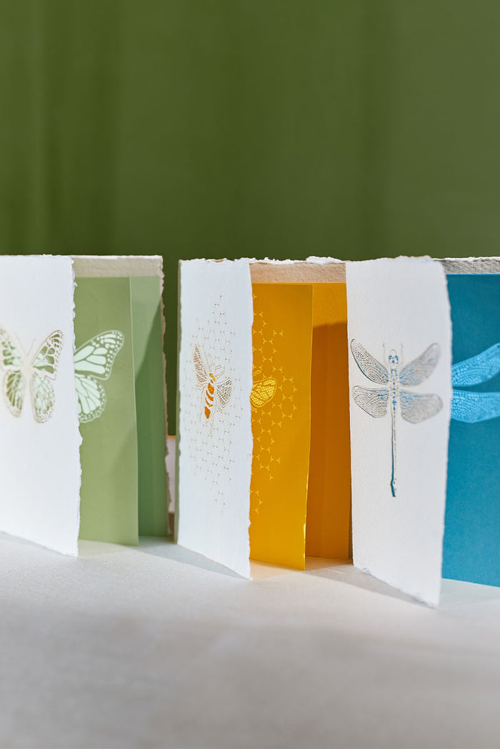 Handmade Paper Greeting Card with Dragonfly, 15cm x 10cm