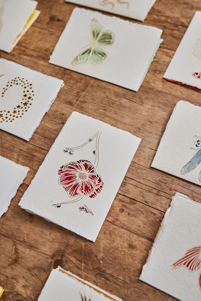 Handmade Paper Greeting Card with Dragonfly, 15cm x 10cm