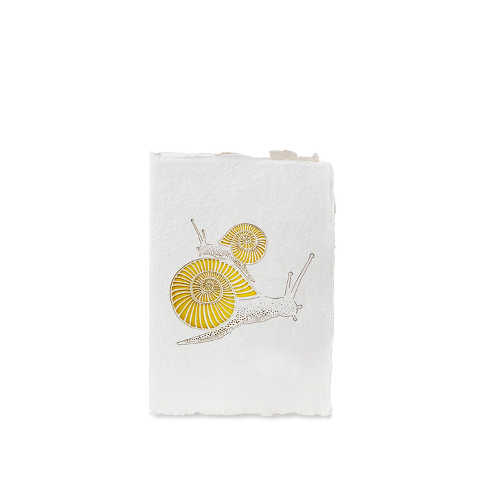 Handmade Paper Greeting Card with Snail, 15cm x 10cm