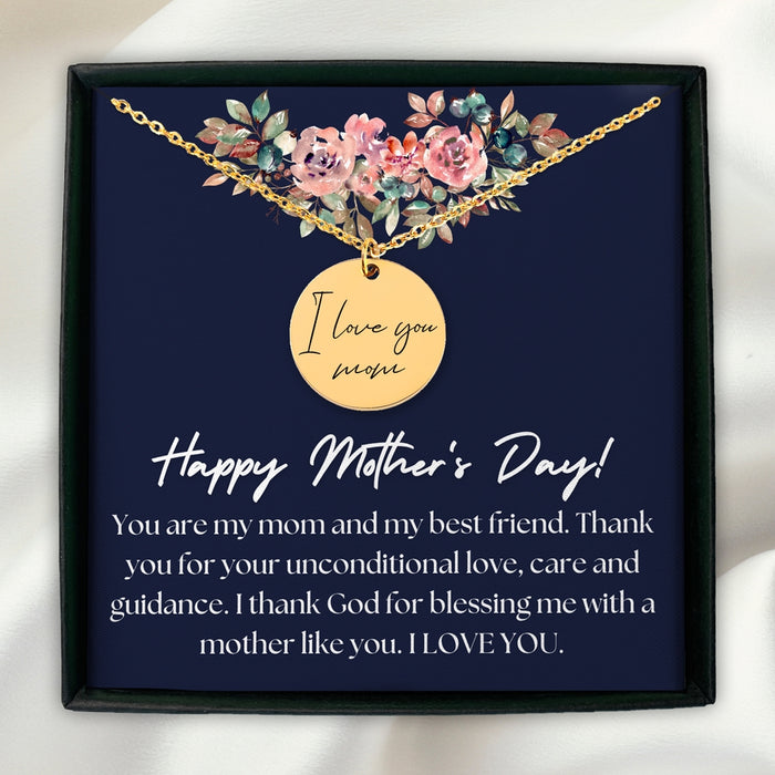 Handwritten Message Necklace for Mom, Mother's Day Gifts Personalized and Customized