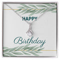 Happy Birthday Jewelry Gift Necklace Cubic Zirconia Silver or Gold Gift for her