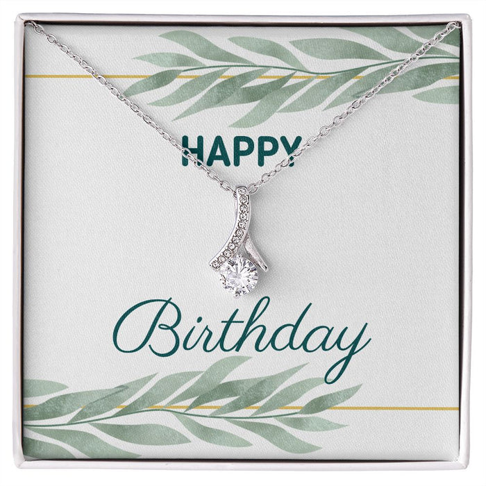 Happy Birthday Jewelry Gift Necklace Cubic Zirconia Silver or Gold Gift for her
