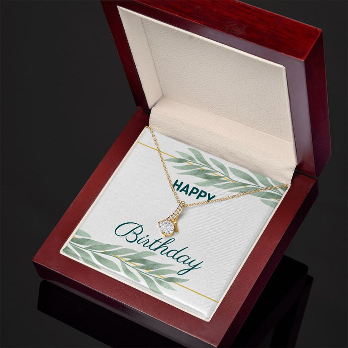 Happy Birthday Jewelry Gift Necklace Cubic Zirconia Silver or Gold Gift for her
