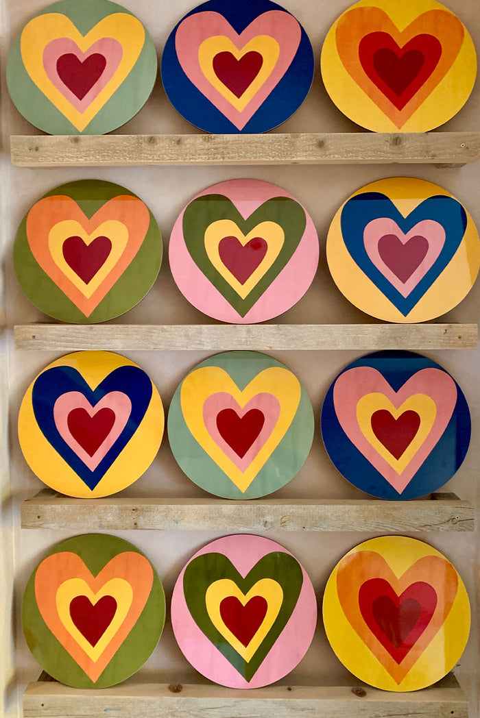 Heart Cork-Backed Placemat/Charger in Lemon Yellow and Orange