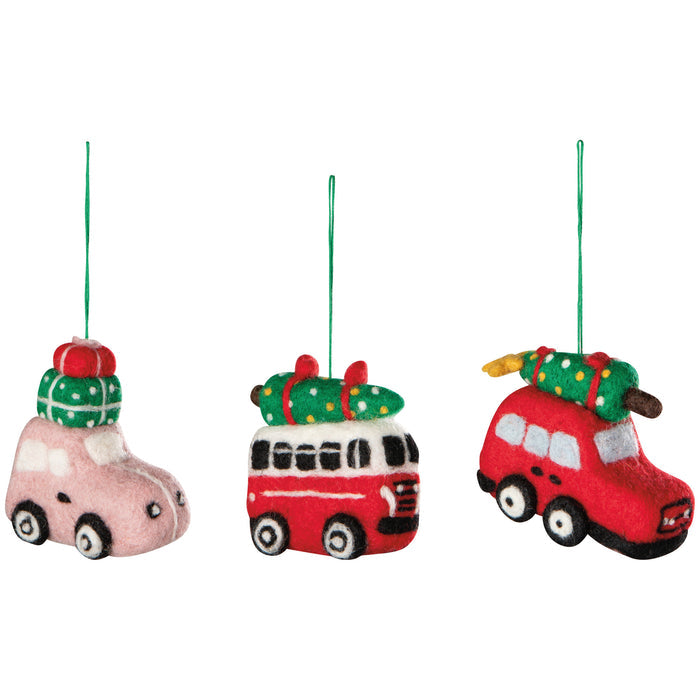 Holiday Traffic Felt Christmas Tree Ornaments - 3 Assorted Styles