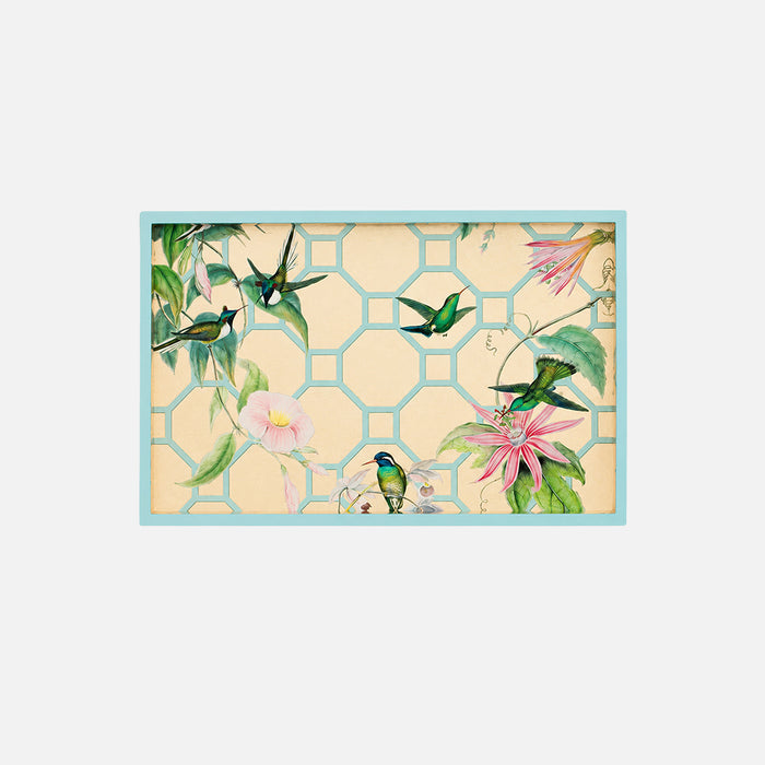Hummingbird Trellis Lacquer Vanity Tray in Gold