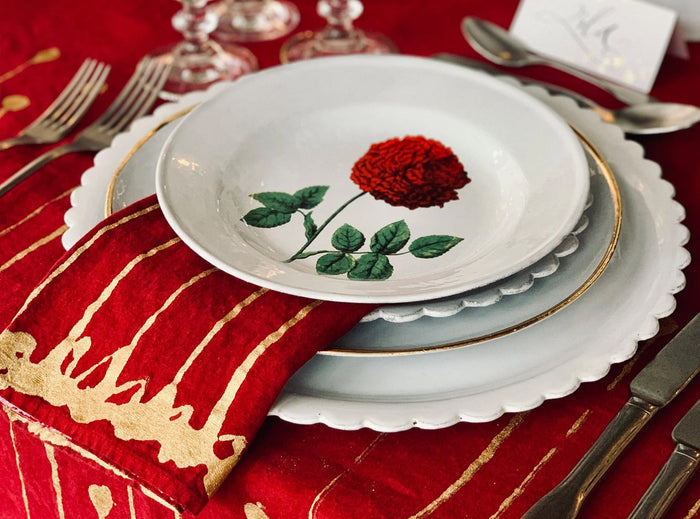 Ink Linen Napkin in Claret Red, 50x50cm