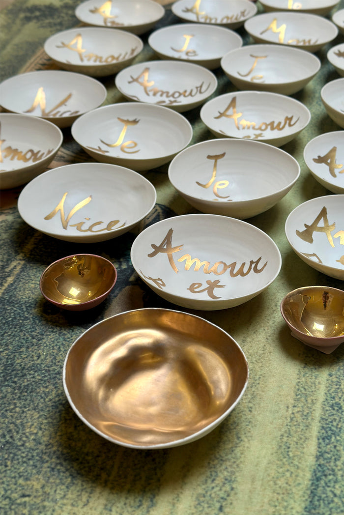 Je T'aime Porcelain Bowl in Matte Gold