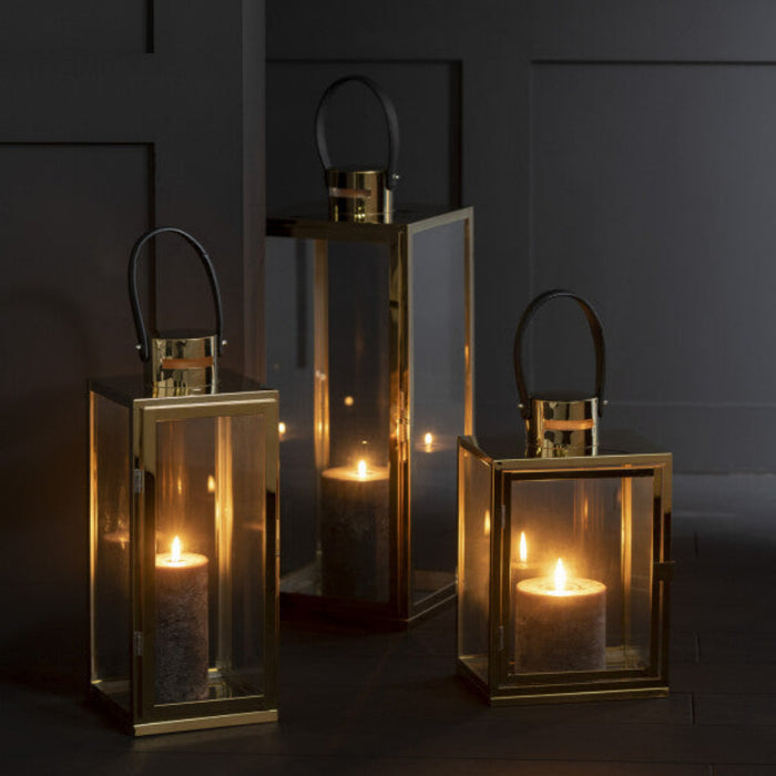 Lantern Square Metal & Glass Decorative Lantern – Gold