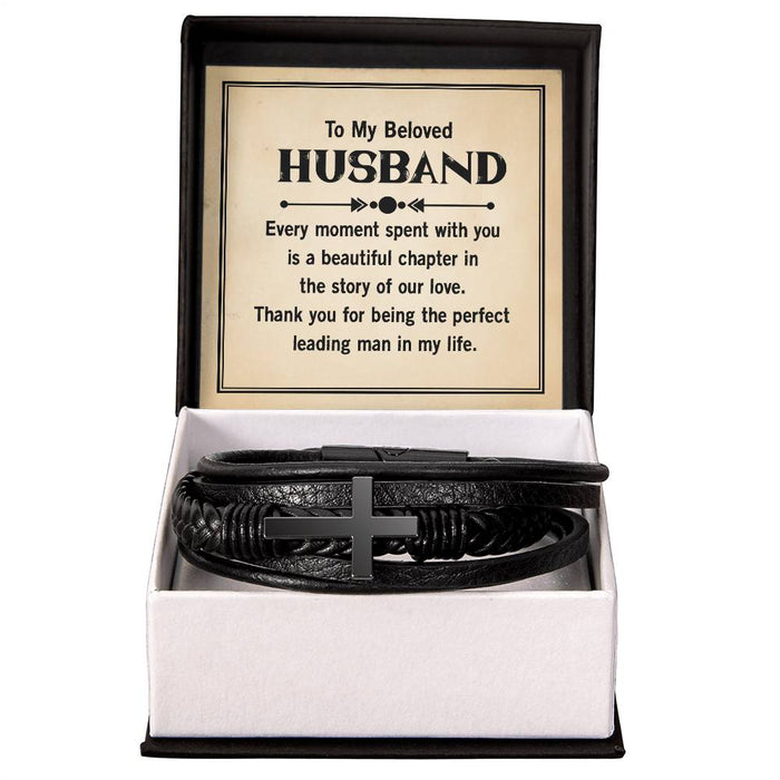 Leather Cross Bracelet for Husband from Wife Gift for Husband