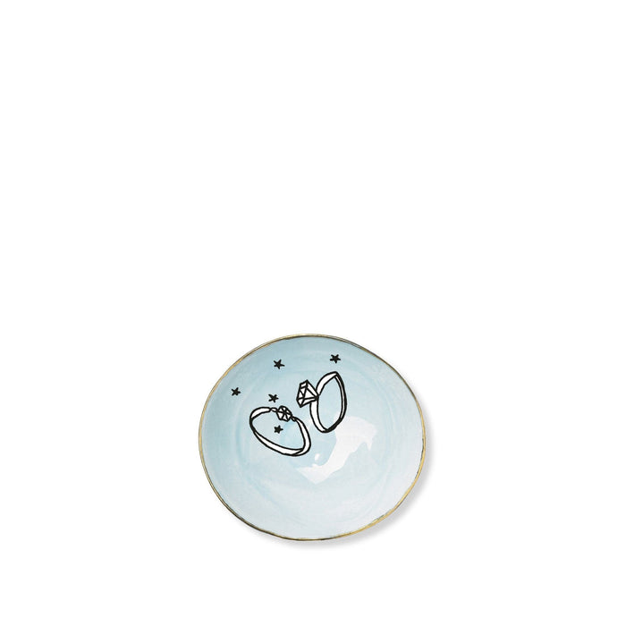 Light Blue Ceramic Bowl with Gold Rim, 10cm