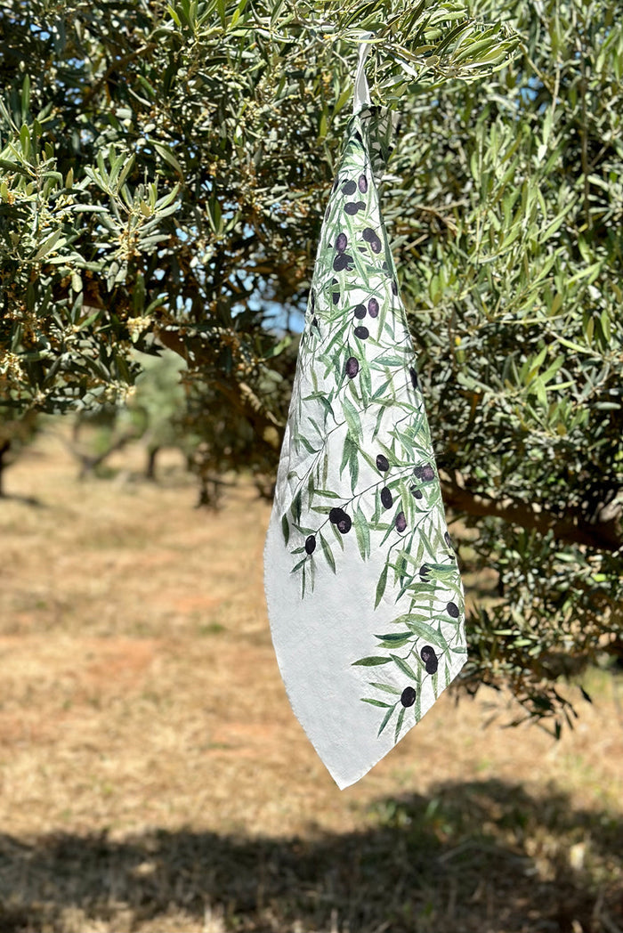 'L'Olivier' Linen Napkin in Green, 50x50cm