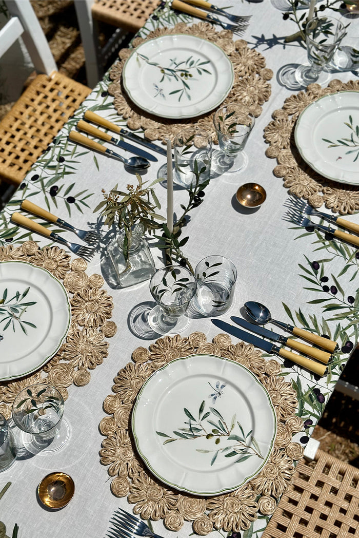 'L'Olivier' Linen Napkin in Green, 50x50cm
