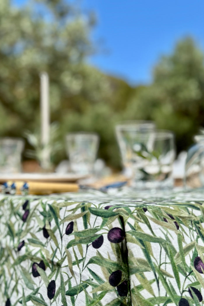 'L'Olivier' Linen Napkin in Green, 50x50cm