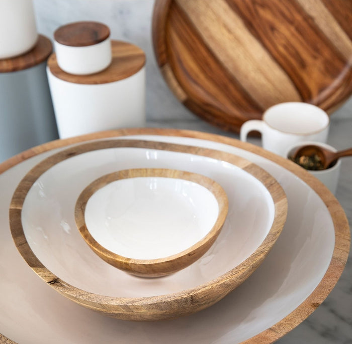 Madras Mango Wood Bowl – Taupe (Extra Large)