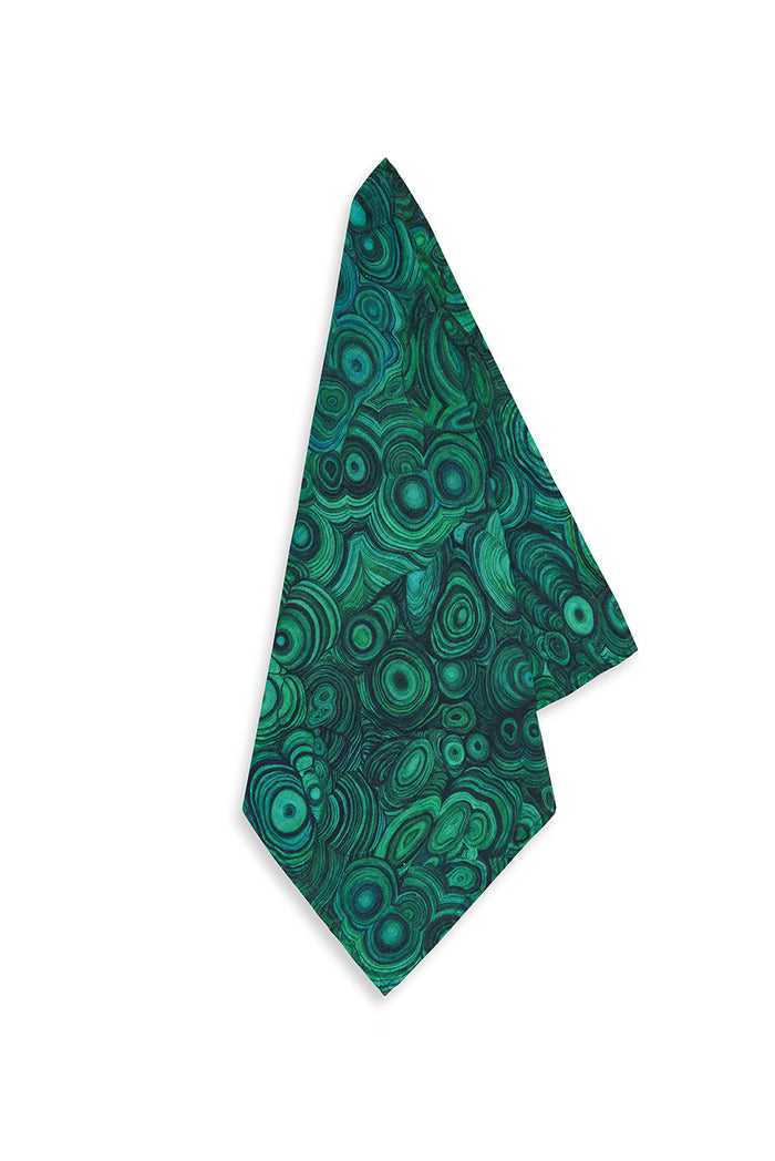 'Malachite' Linen Napkin in Emerald Green, 50x50cm