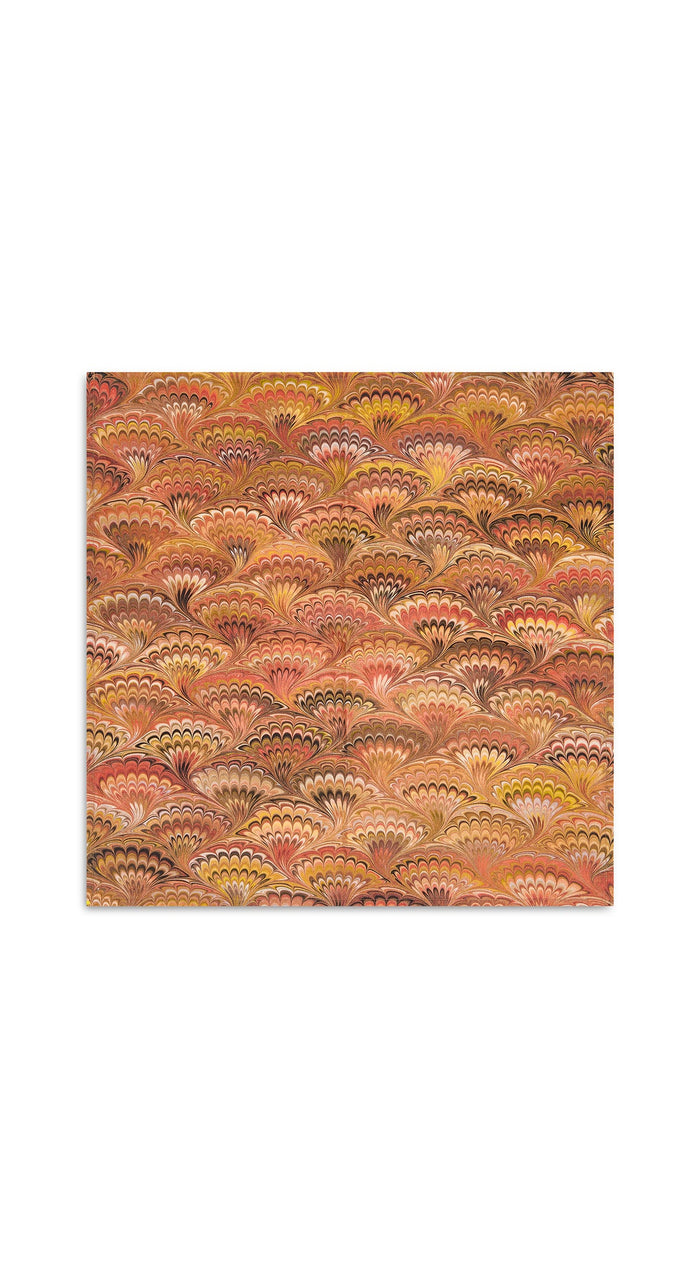 'Marble Fan' Linen Napkin  in Rust Red, Yellow & Orange, 50x50cm