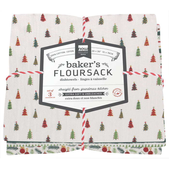 Merry And Bright Baker's Floursack Dishtowels Set of 3