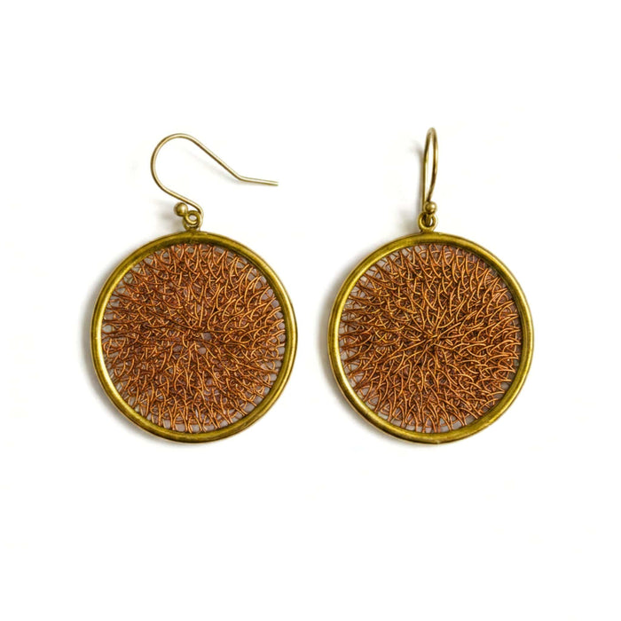 Mesh Disc Earrings - Burnt Orange