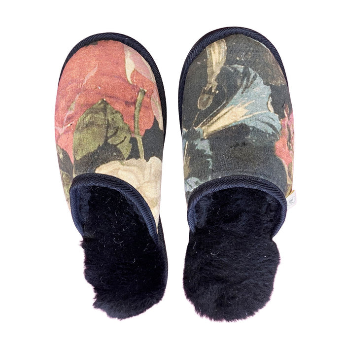 Moody Bouquet Medium Black Slippers
