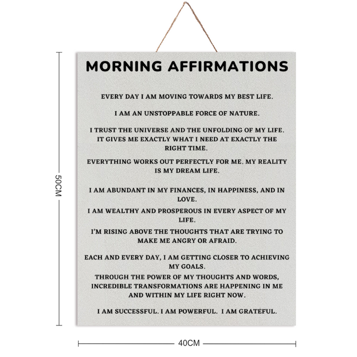 Morning Affirmations Manifesting Wooden Plaque 16" x 20"