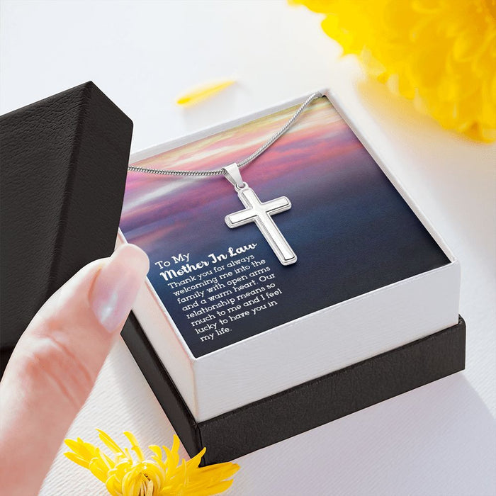 Mother In Law Gifts Cross Necklace Stainless Steel, Birthday Christmas Gifts