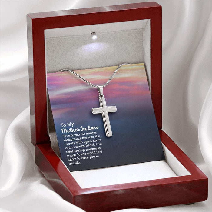 Mother In Law Gifts Cross Necklace Stainless Steel, Birthday Christmas Gifts