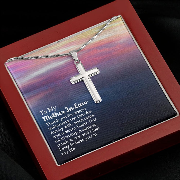 Mother In Law Gifts Cross Necklace Stainless Steel, Birthday Christmas Gifts