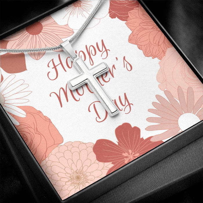 Mother's Day Jewelry Cross Necklace Stainless Steel Gift for Mom, Mother in Law, Stepmom