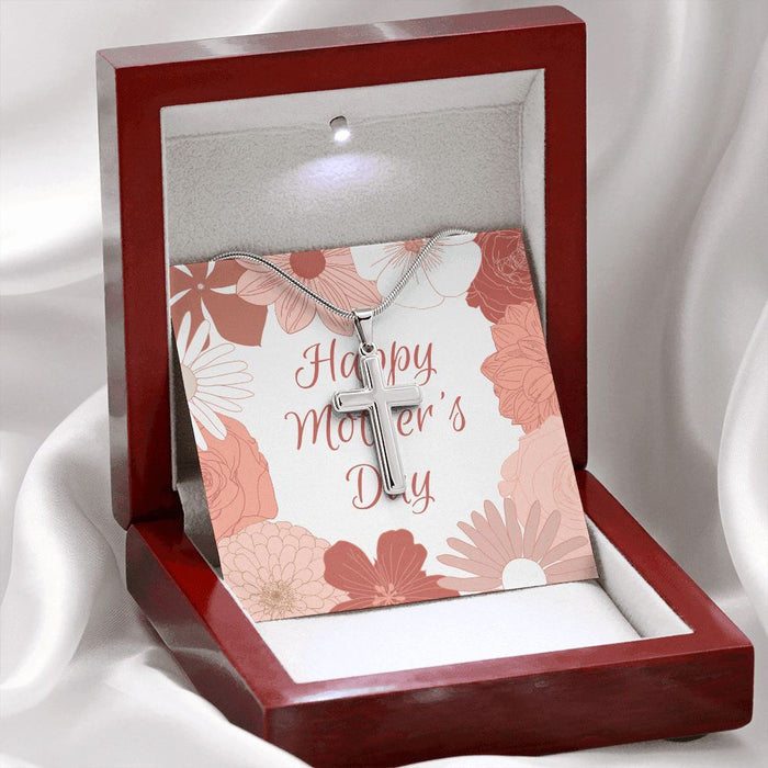 Mother's Day Jewelry Cross Necklace Stainless Steel Gift for Mom, Mother in Law, Stepmom