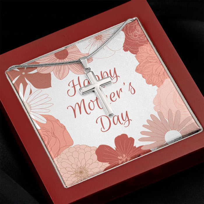 Mother's Day Jewelry Cross Necklace Stainless Steel Gift for Mom, Mother in Law, Stepmom