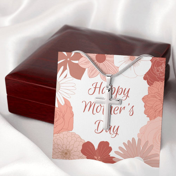 Mother's Day Jewelry Cross Necklace Stainless Steel Gift for Mom, Mother in Law, Stepmom