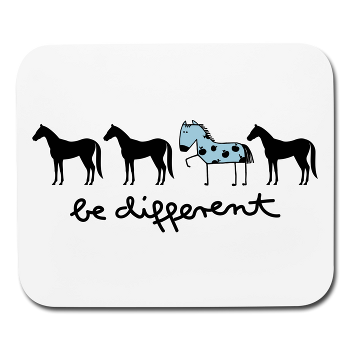 Mouse Pad Be Different Horses Horizontal - white