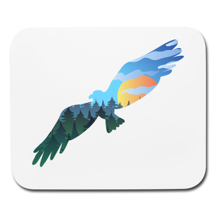 Mouse Pad Flying Eagle Mountain Scene, Horizontal - white