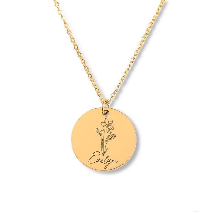 Name & Birth Flower Necklace Customizable Gifts for Daughter Friend Gifts
