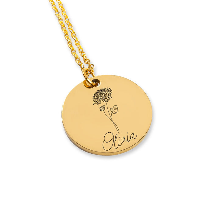 Name & Birth Flower Necklace Customizable Gifts for Daughter Friend Gifts