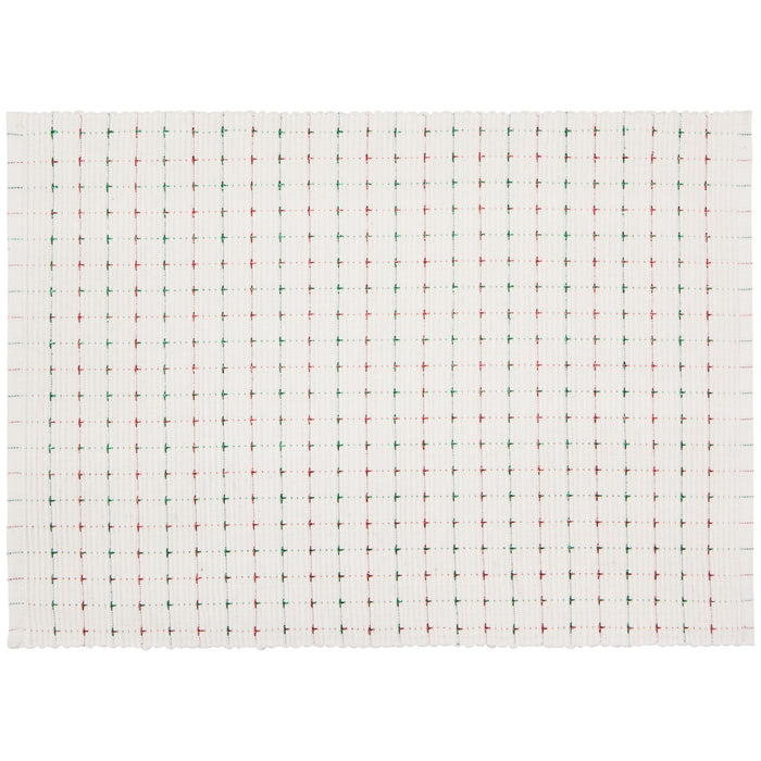 Natural Red Green Ribbed Christmas Placemat