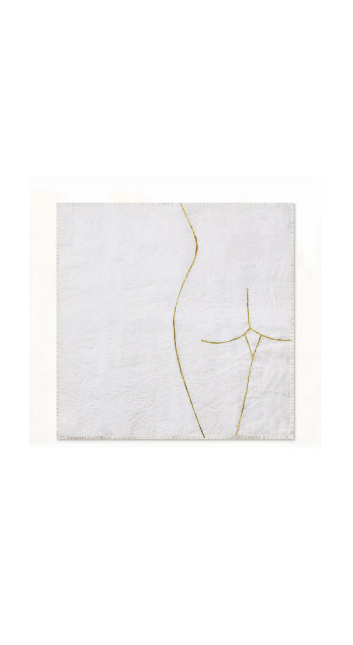 Nude Linen Napkin "Female Rear" in Gold, 50x50cm