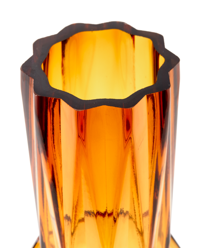 Ochre Folds Glass Vase, 40cm