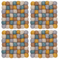 Ochre Wool Felt Ball Coasters Set of 4