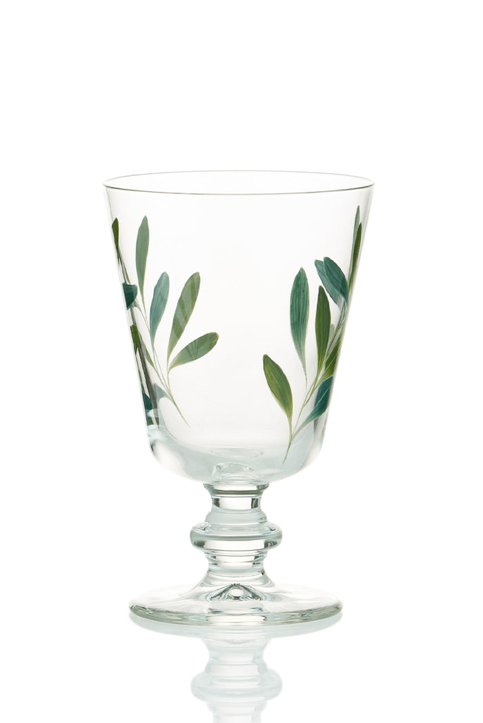 Olive Leaf Wine Glass