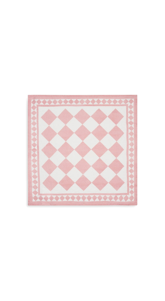 'Pink Check' Summerill & Bishop x Claridge's Linen Napkin, 50x50cm