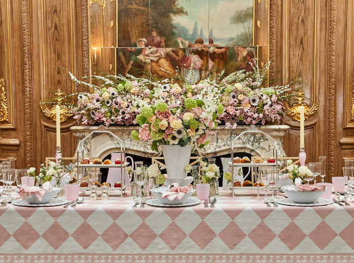 'Pink Check' Summerill & Bishop x Claridge's Linen Napkin, 50x50cm