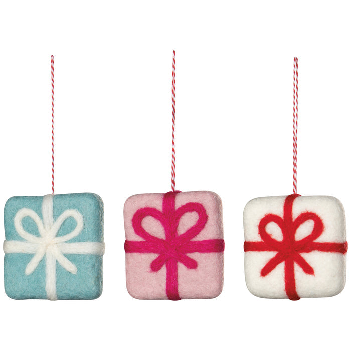 Presents Felt Christmas Tree Ornaments - 3 Assorted Styles