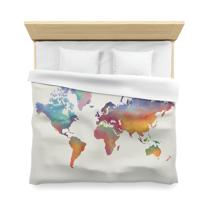 Rainbow Map Microfiber Duvet Cover