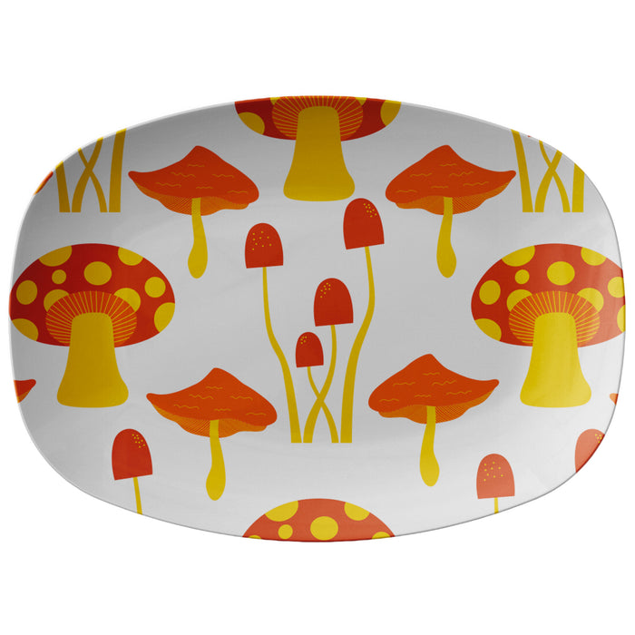 Retro Mushroom Plastic Serving Platter, Kitchen Accessories Housewarming Groovy
