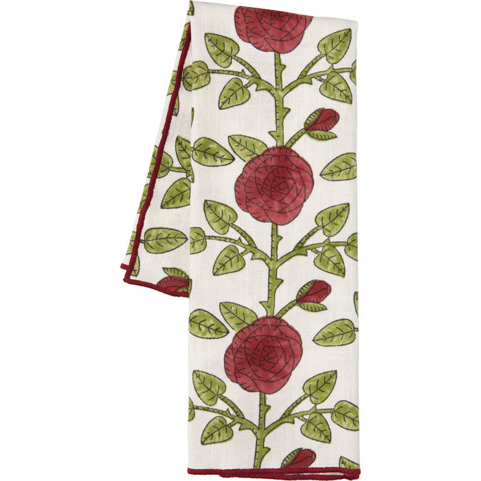 Rose Briar Block Print Dishtowel