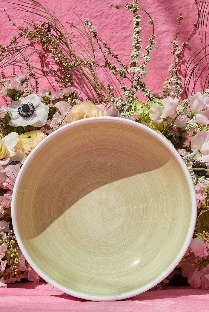 S&B 'Brushed' Ceramic Pasta Bowl in Season Green, 22cm